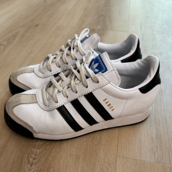 Adidas Samoa White Black Sneakers Kids 4.5 - Picture 1 of 7